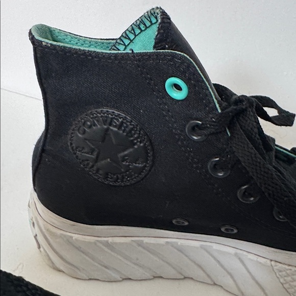 Women’s Converse Black and Teal High-Top Sneakers Size 6.5 Casual, Streetwear - Picture 8 of 11